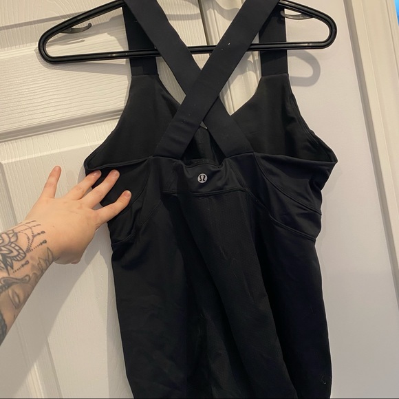 Black lululemon fitness top with built in bra - used - Picture 2 of 4